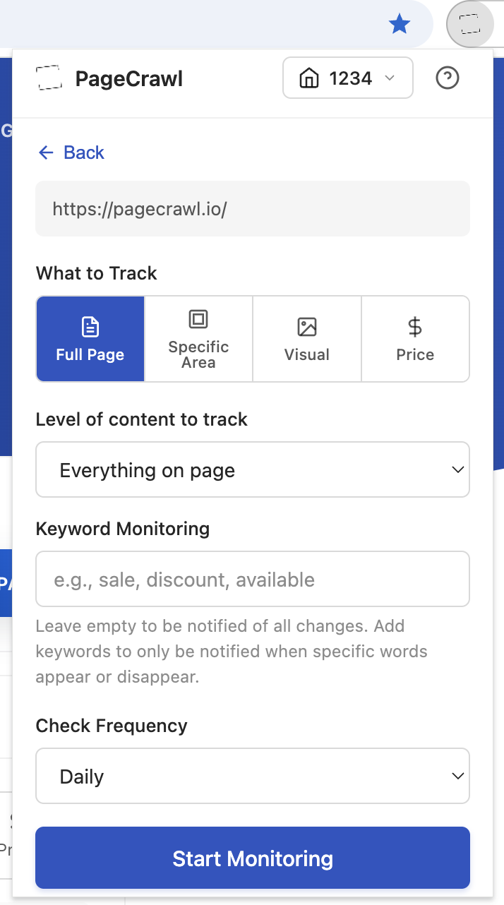 Track New Page Form