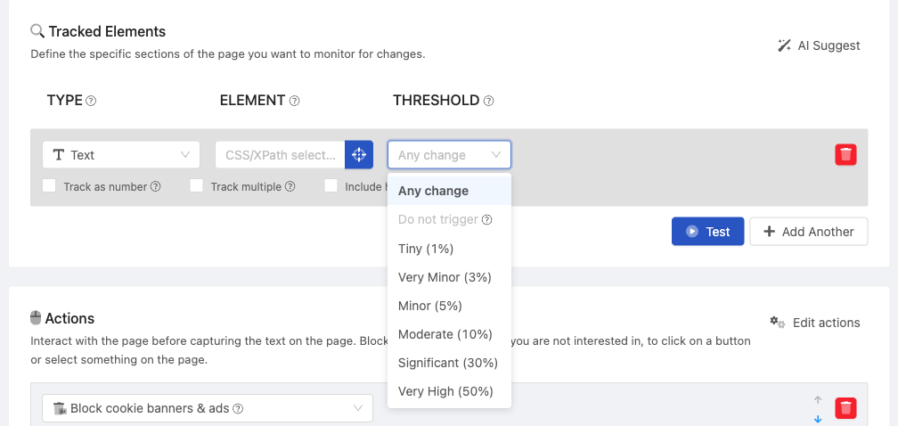 change detection threshold