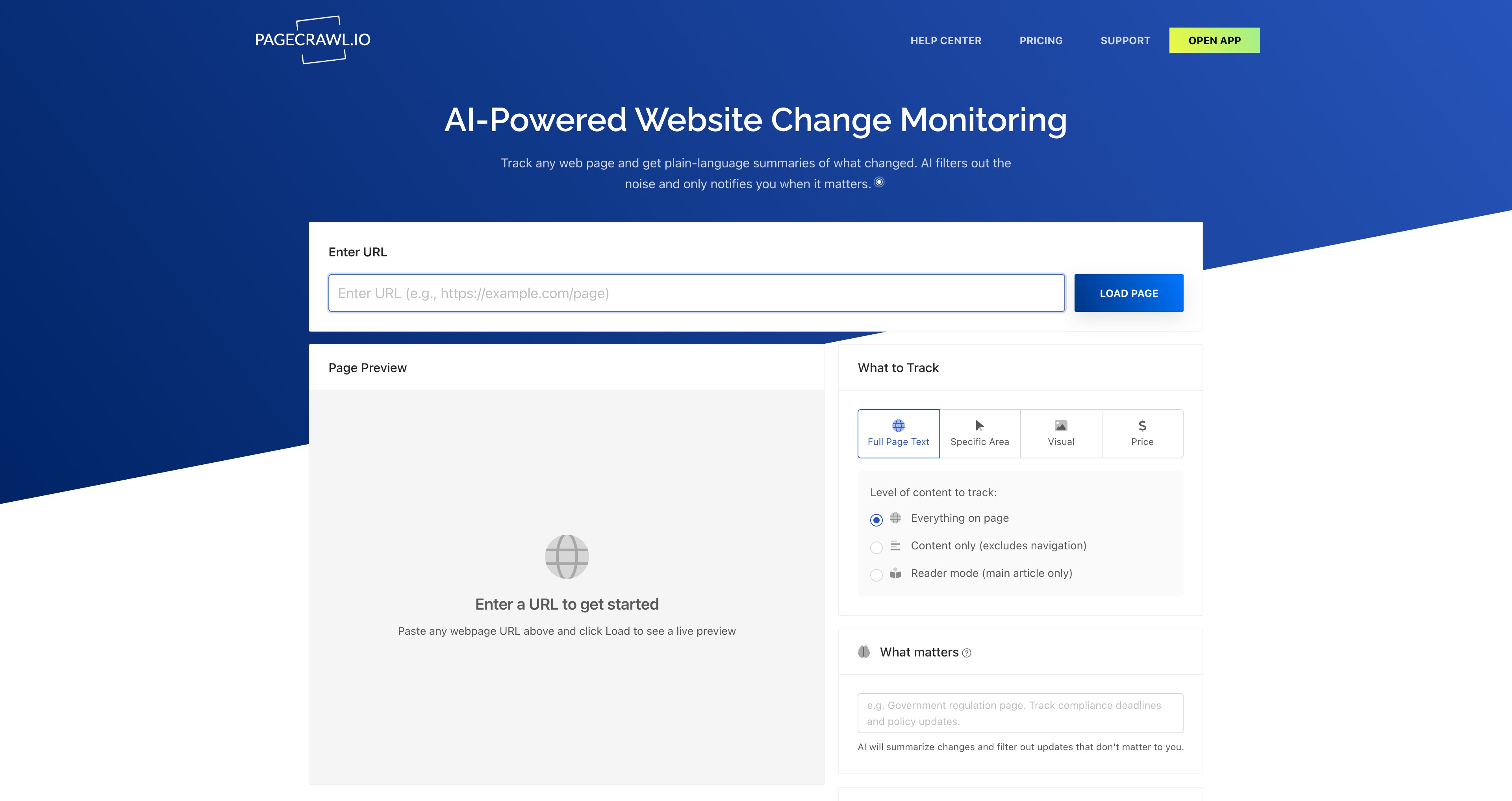 PageCrawl homepage