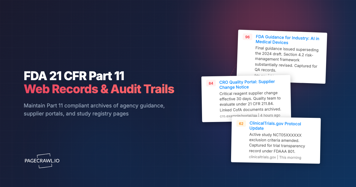 FDA 21 CFR Part 11: How Life Sciences Teams Monitor and Archive Web-Based Records