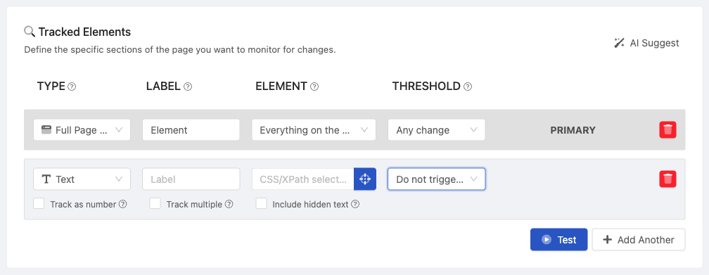 monitor html but not trigger notifications