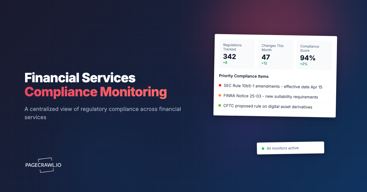 Financial Services Compliance Monitoring: FINRA, SEC, and CFPB Update Tracking