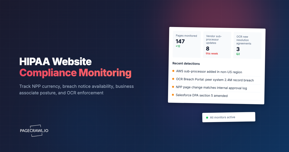 HIPAA Website Monitoring: How Covered Entities Track Privacy Notices, Breach Disclosures, and Vendor BAAs