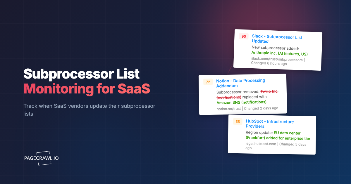 Subprocessor Monitoring: How to Track Vendor Subprocessor List Changes