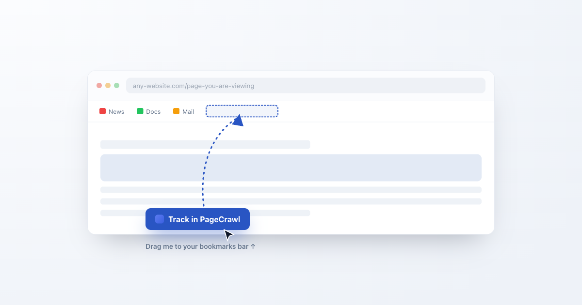 Dragging the Track in PageCrawl bookmarklet up into the browser's bookmarks bar